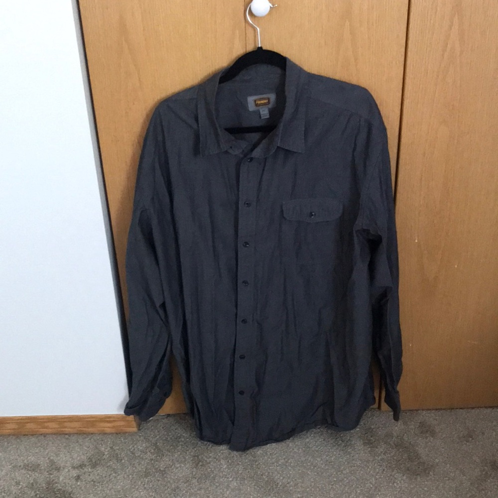 Mens plus size long sleeve button down grey shirt